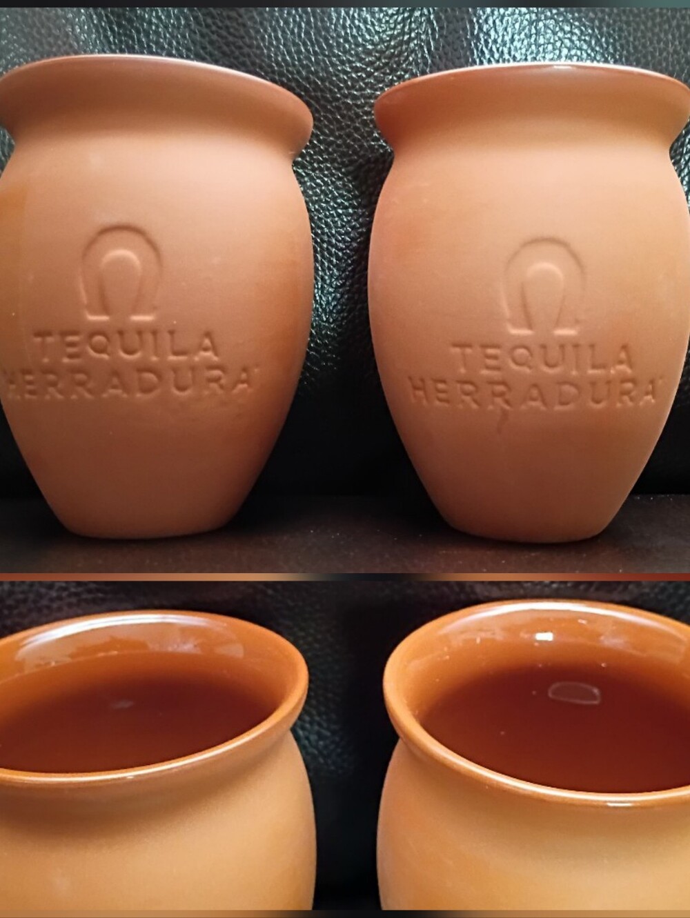 Herradura Tequila Cantarito Cups Set of 2 Clay Barware promotional bar swag